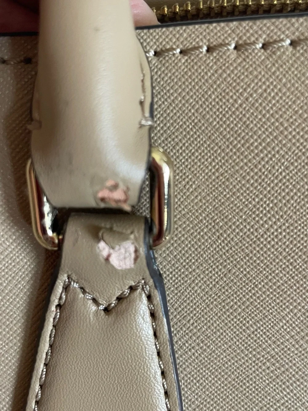 NWT Michael Kors Taupe Saffiano Leather Satchel with Gold Hardware.
